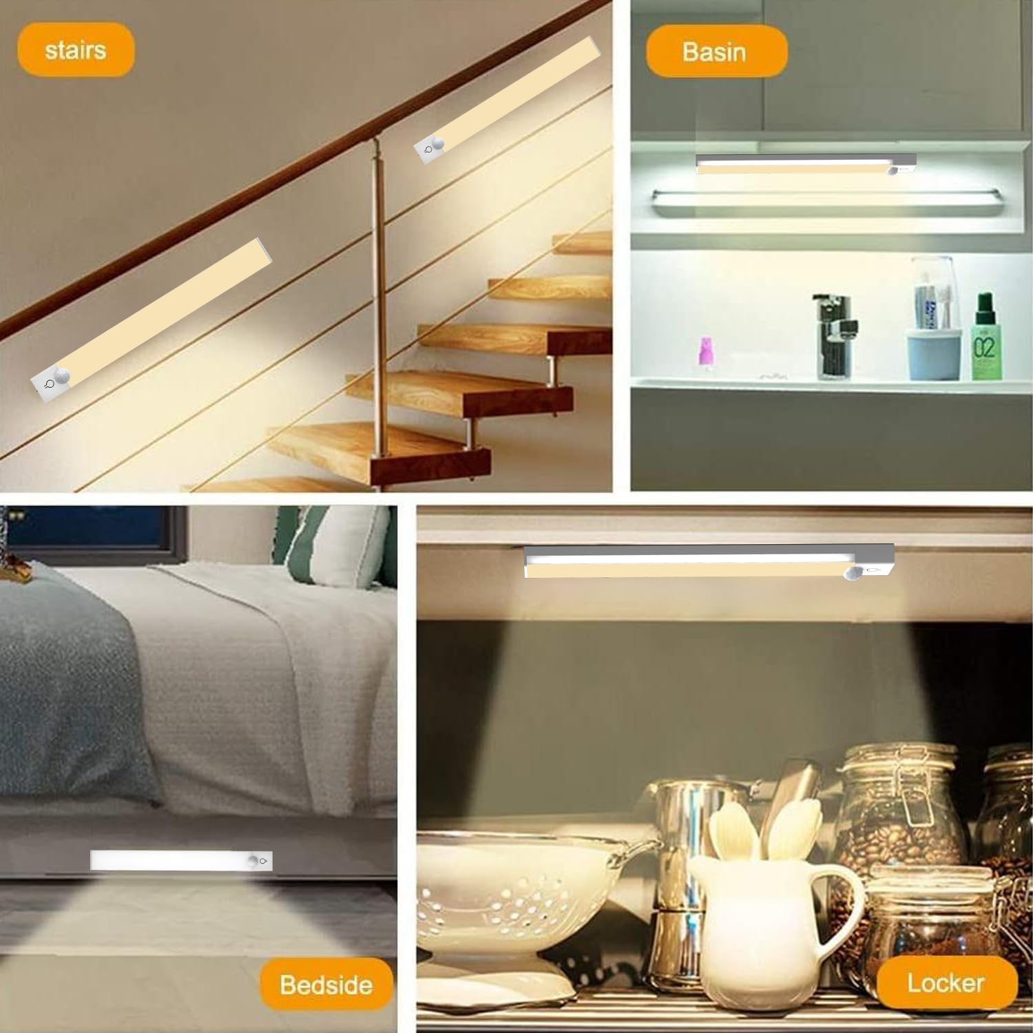 4-in Under Cabinet Lighting Rechargeable,Wireless Motion Sensor 6Pack