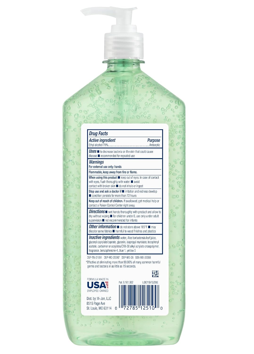 Germ-X Advanced Hand Sanitizer with Aloe and Vitamin E, 1 Liter, Less Drying Moisturizing Gel, No Rinse Formula, Pump Bottle