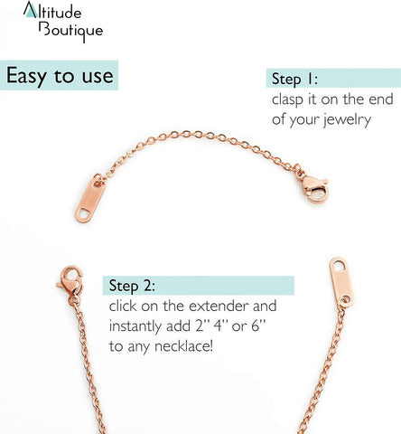 Altitude Boutique 18k Gold Plated Necklace Extenders Delicate Necklace Extender Chain Set for Women 3 Piece Set, Extensions 2", 4", 6" Inches Hypoallergenic in Gold, Rose Gold, or Silver