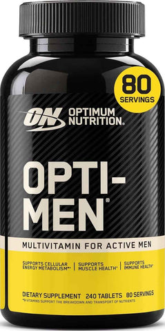 Optimum Nutrition Opti-Men Daily Multivitamin Supplement, 240 Ct | Multivitamin for Active Men, 25 Vitamins & Minerals, B Vitamins, Amino Acids, Immune Support, Easy-to-Swallow Tablets