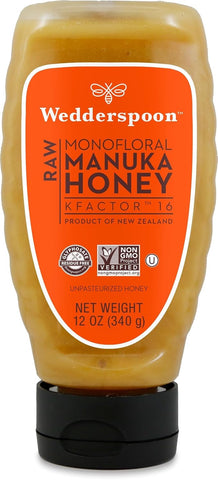 Wedderspoon Raw Manuka Honey 150+ MGO, 12 Oz, Squeeze Bottle, Unpasteurized New Zealand Honey, Non-GMO, BPA-Free Jar, Superfood & Natural Wellness Support | Unpasteurized New Zealand Honey, Non-GMO, BPA-Free Jar, Superfood & Natural Wellness Support