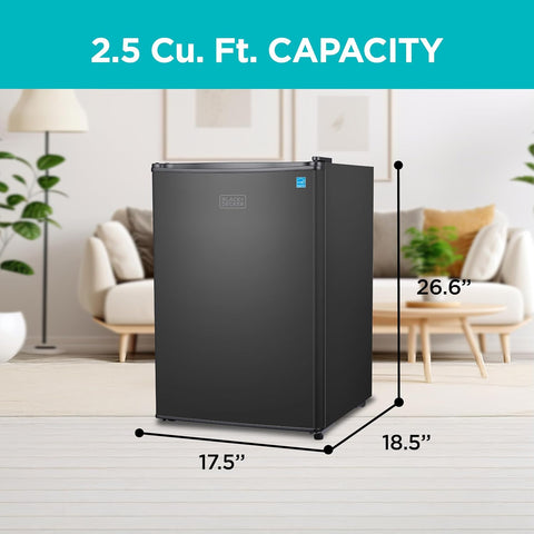 BLACK+DECKER 2.5 Cu. Ft. Compact Refrigerator, Energy Star, BCRK25B, Black