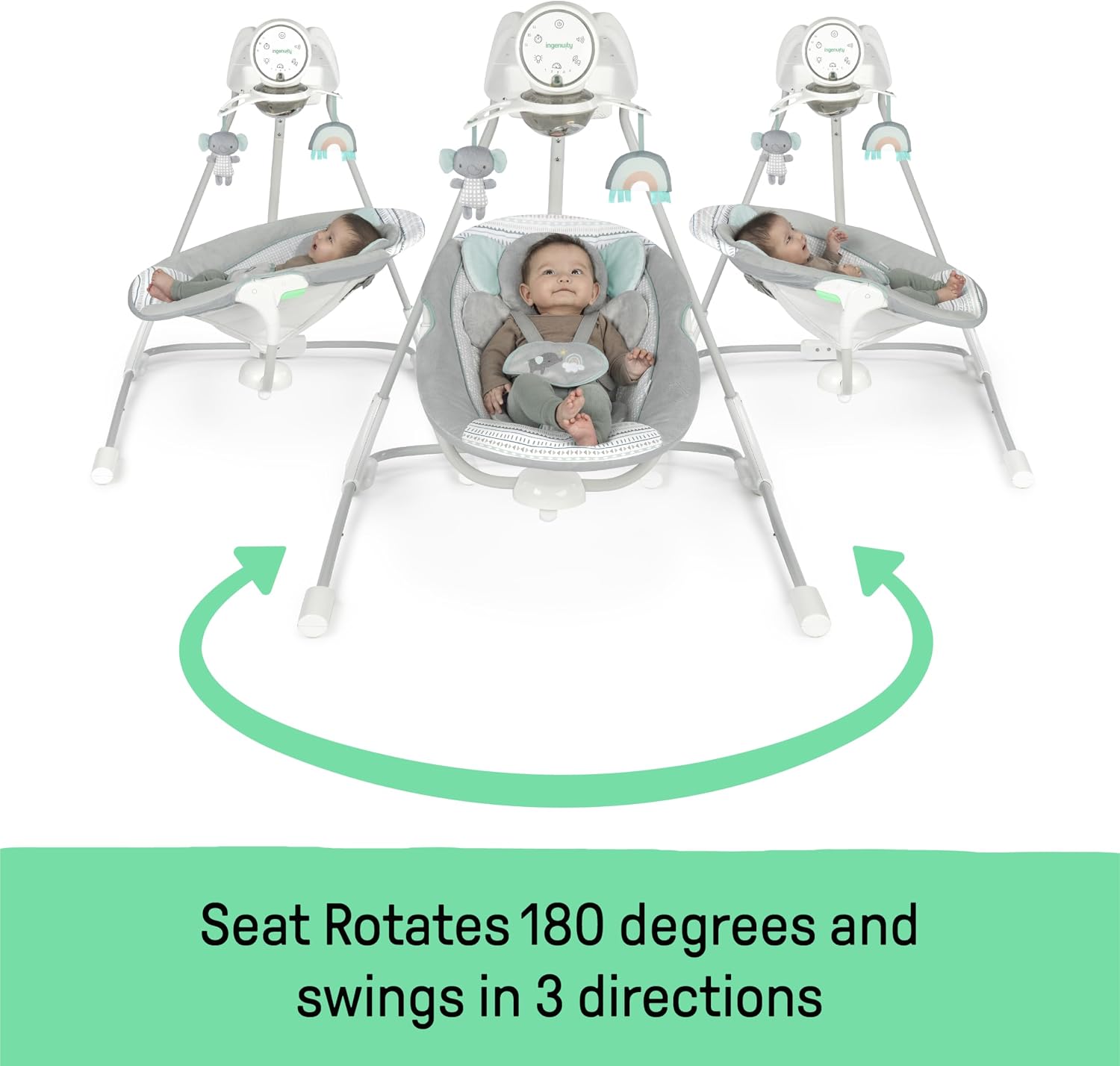 Ingenuity InLighten 5-Speed Baby Swing for Infant, Newborn to 9 Months, Van