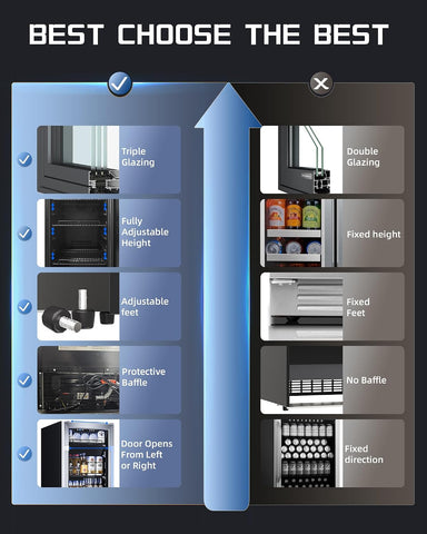 18-Inch Beverage Refrigerator, Holds Up to 160 Cans, Beverage Cooler