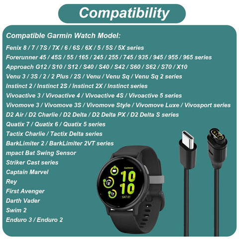 Kissmart Charger Cable for Garmin Watch