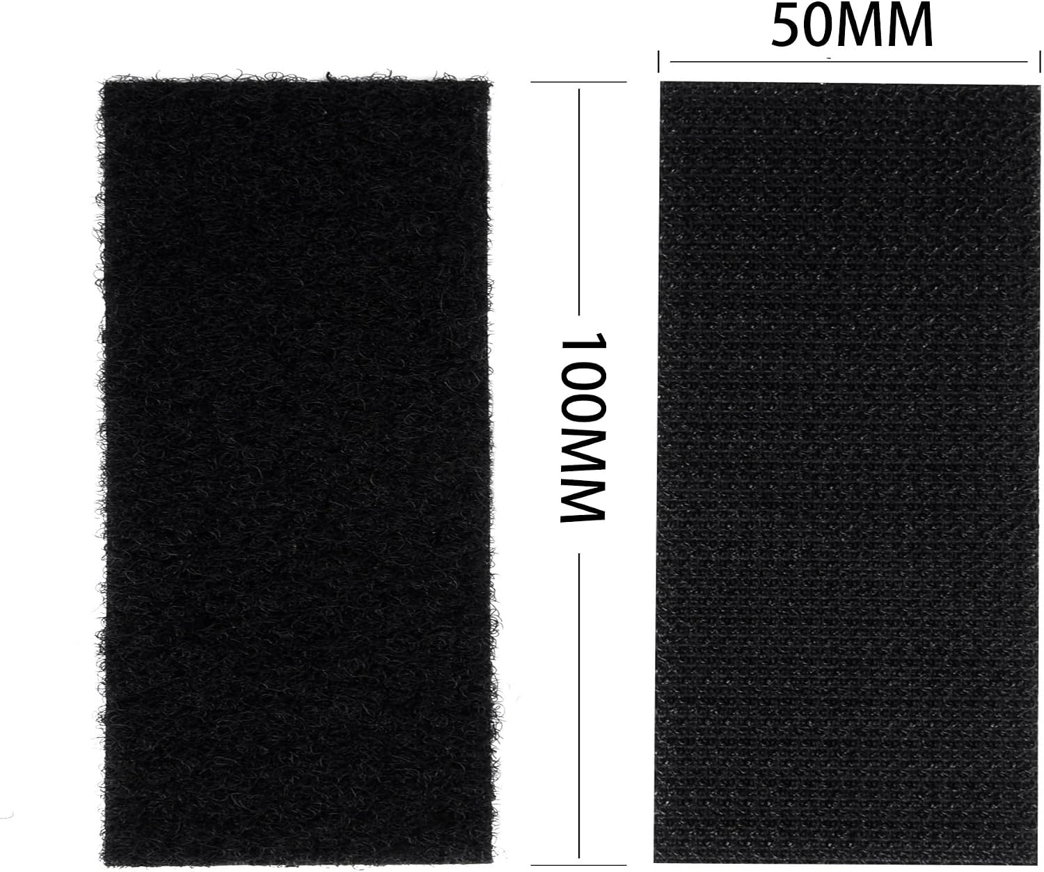 Melsan 2x4 Inch Adhesive Square Hook and Loop Tape - 12 Sets - Sticky Back Fastener for Indoor or Outdoor Use - Instead of Holes and Screws, Black