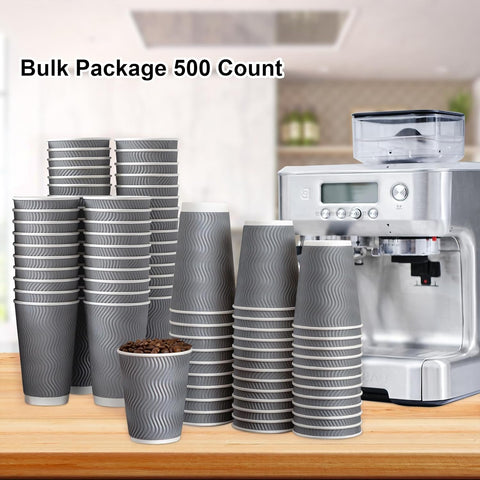 Lamosi 500 Count 12 oz Insulated Coffee Cups, Disposable Paper Cup No Lids