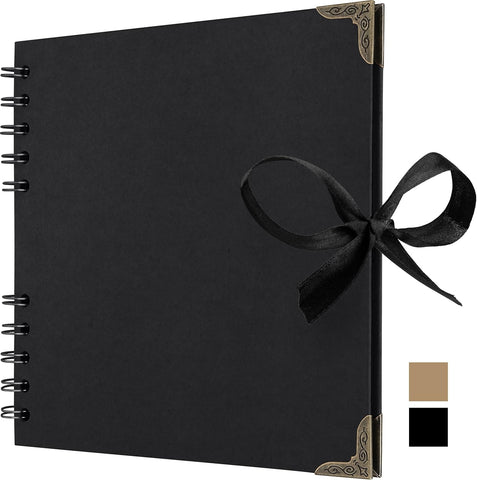 Scrapbook Album, 36 Pages, 7 x 7 Inch, Black Photo Album, Scrap Book