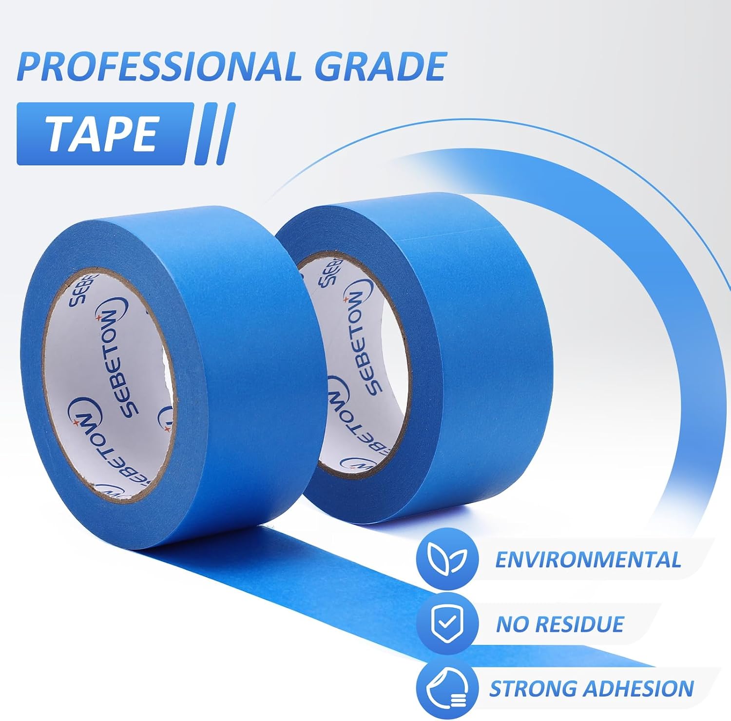 10Rolls Painters Tape 2 inch Wide Bulk Blue Masking Tape for Painting 55yds