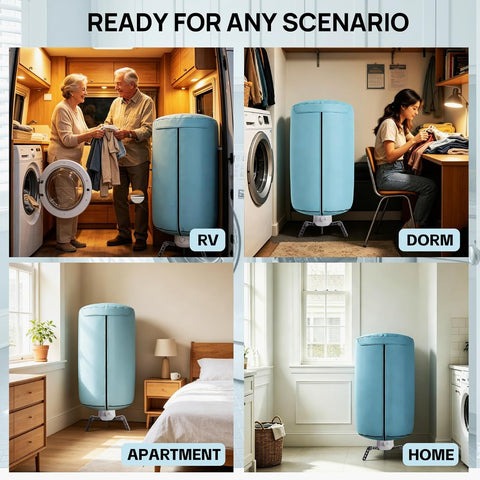 Portable Clothes Dryer with foldable rack, 850W Rapid Drying and Large Load Capacity, Compact Dryer for Home,Apartment,RVs, Dorm,Travel