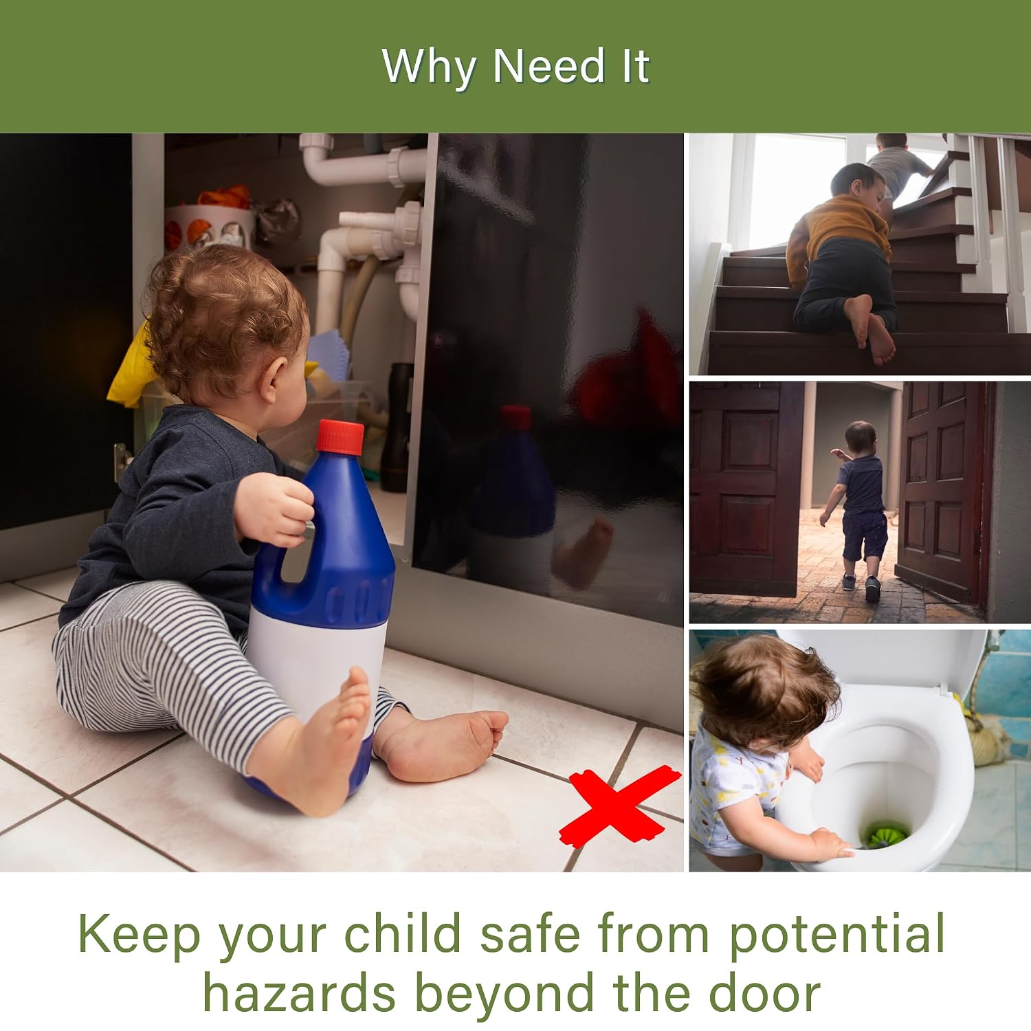 Child Proof Door Knob Covers, 4-Pack, White - Baby Safety Door Knob Covers for Toddlers, Snap-in Design for Easy Install, Durable & Non Toxic, Fits Standard Round Knobs