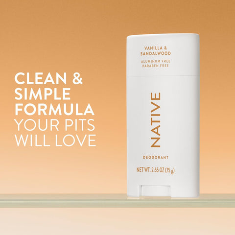 Native Deodorant Contains Naturally Derived Ingredients, 72 Hour Odor Control, Deodorant for Women and Men, Aluminum Free, Vanilla & Sandalwood 2.65oz
