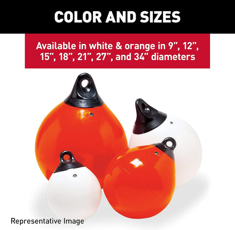 Taylor Made 1149 Tuff End Buoy, White, 18" Diameter, 57" Circumference