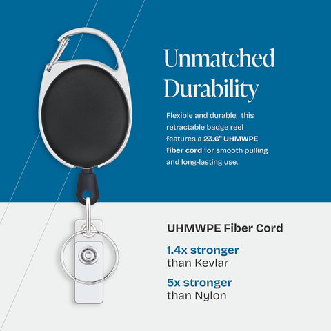 Will Well Heavy Duty ID Badge Holder Retractable 2 Pack - Vertical - Black
