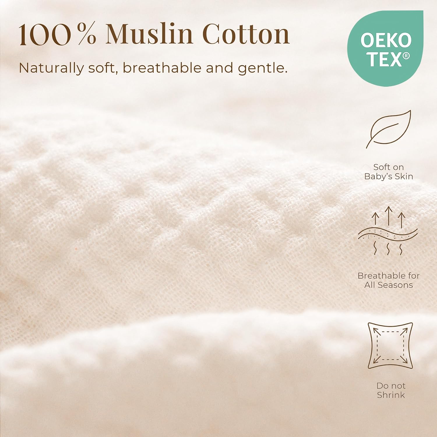Konssy 2-Pack Muslin Nursing Pillow Covers, Star Soft Slipcover for Baby