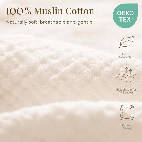 Konssy 2-Pack Muslin Nursing Pillow Covers, Star Soft Slipcover for Baby