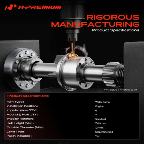 A-Premium Engine Water Pump (8Cyl 5.7L)Compatible with Dodge, Ram, Chrysler