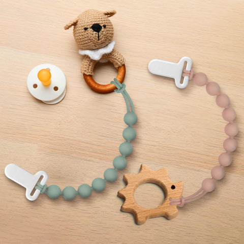 Pacifier Clips Silicone, 4-Pack Pacifier Holder Clip with Stylish Round Design, 100% Food Grade Silicone, Safe Essentials for Newborns Baby Boys and Girls
