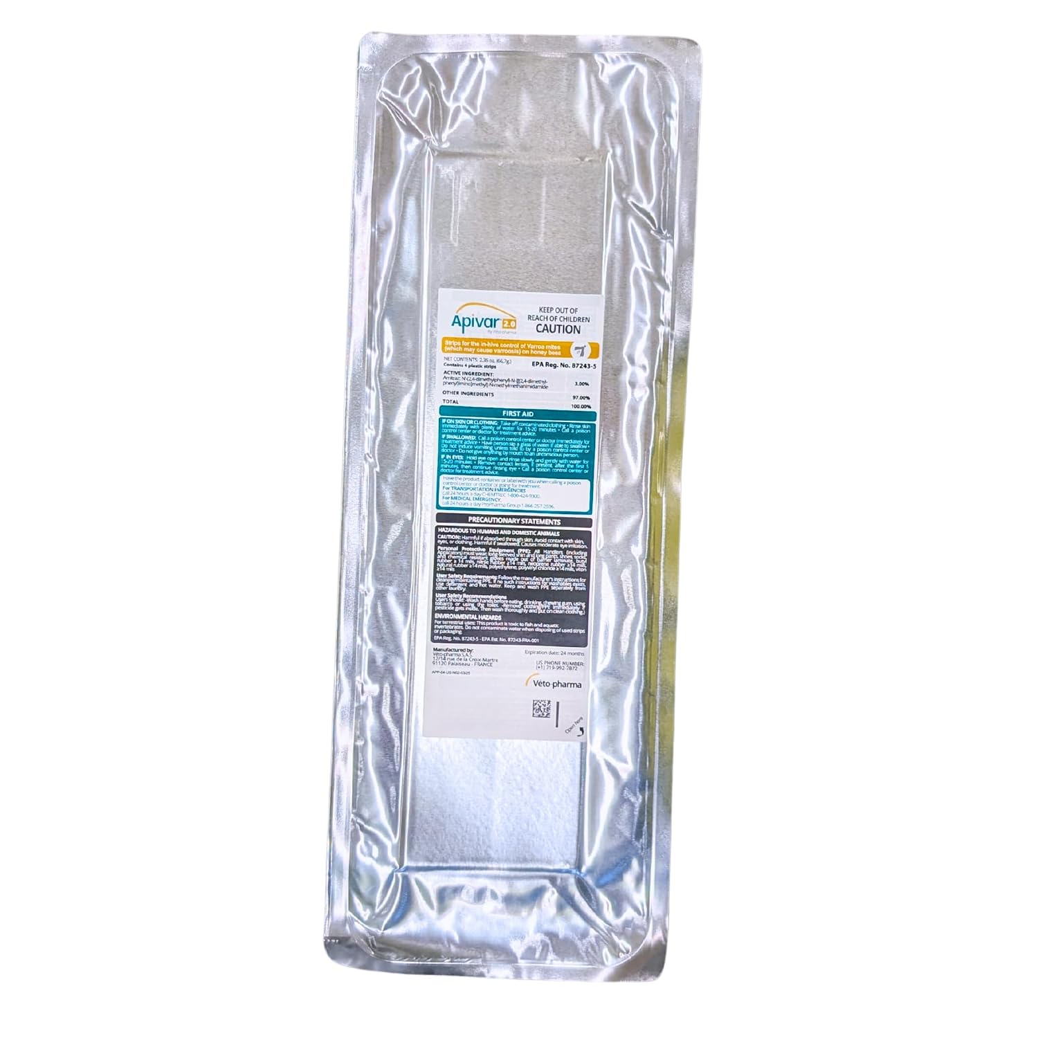 Apivar® 2.0 Amitraz Strips for Varroa Mite Control - 4 Strips