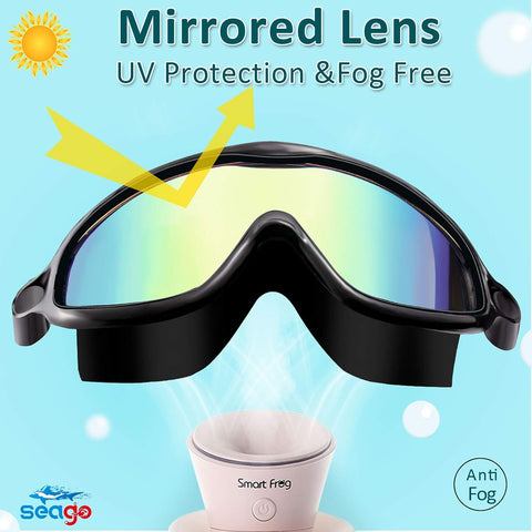 Seago 2 Pack Swim Goggles for Kids 3-14 Anti-Fog & UV Wide View Boys Girls