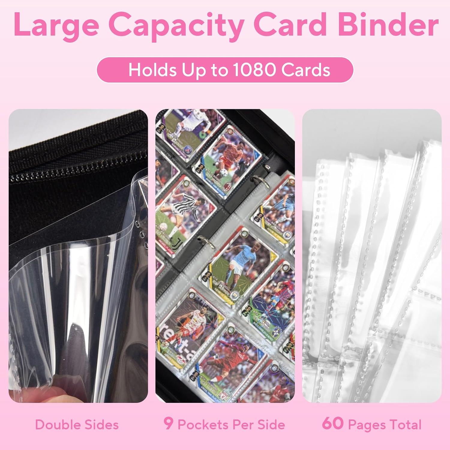 Portable 9-Pocket Trading Card Binder, Holds 1080 Cards