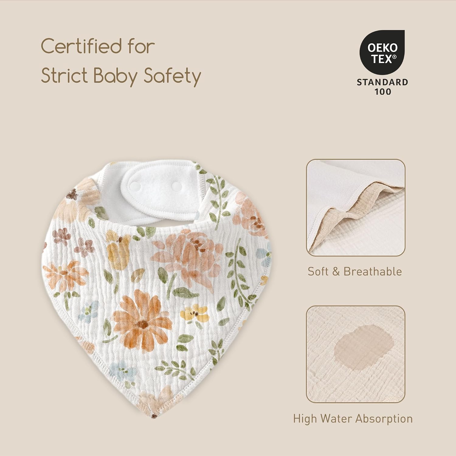 8 Pack Muslin Baby Bandana Bibs for Drooling and Teething