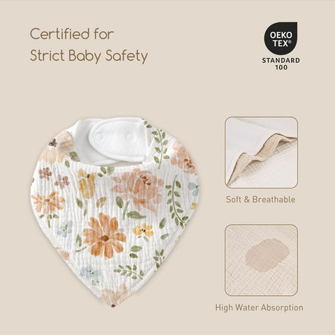 8 Pack Muslin Baby Bandana Bibs for Drooling and Teething