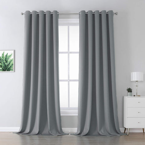 DUALIFE Grey Blackout Curtains for Bedroom 108 inches Long 2 Panels Grommet Window Treatment Thermal Insulated Room Darkening Window Panels Drapes for Living Room 60x108 inch Length