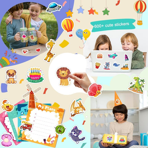 24 Sheets Stickers for Kids & Toddlers, Cute Kids Stickers Variety Pack