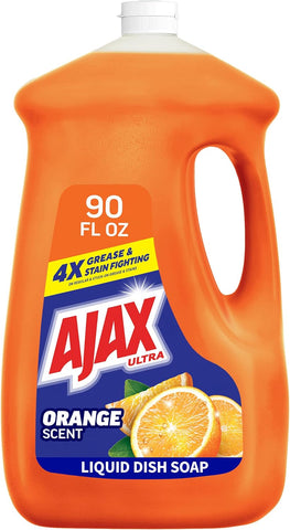Ajax Ultra Liquid Dish Soap, Triple Action, Orange Scent, 90 fl oz