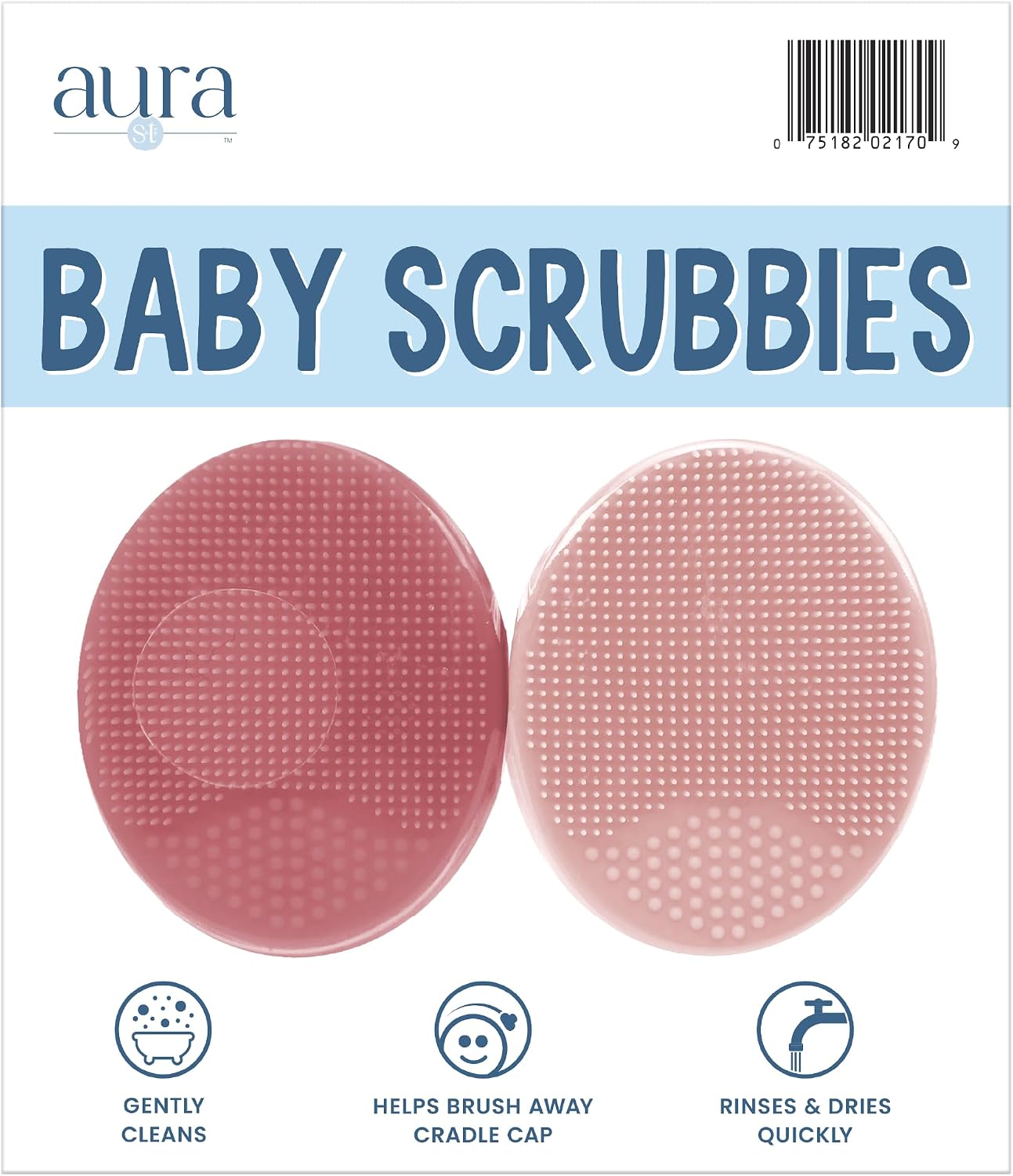 S&T INC. Cradle Cap Brush for Baby, 2 Pack, 2" x 2.5", Pink