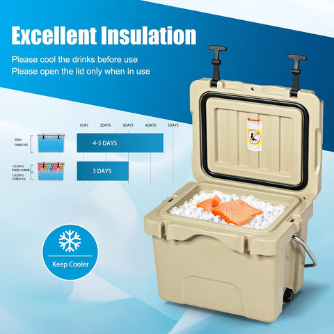 COSTWAY 16 Quart Cooler, 24 Can Insulated Ice Chest Box with Heavy Duty Handle and 2 Cup Holders, 3-5 Days Ice Retention, Portable Leakproof Hard Cooler for Camping, Fishing, Picnic, Outdoor