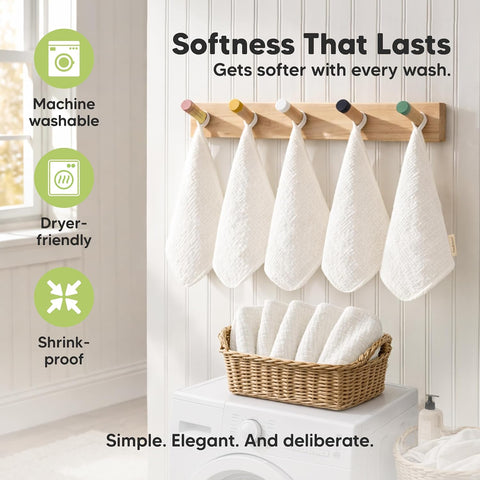 5pk Muslin Baby Washcloths for Newborn, 12x12 Soft Absorbent (Sweet Charm)
