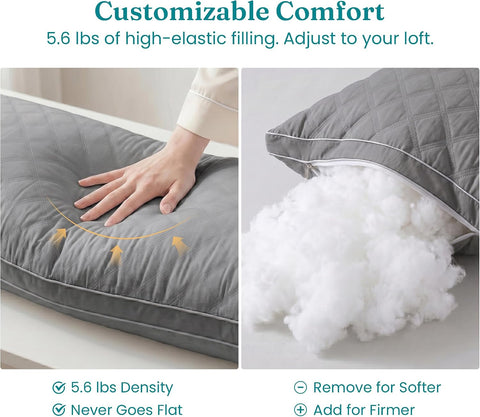 Oubonun Full Body Pillow for Side Sleeper, Adjustable Firm Long Bed Pillow