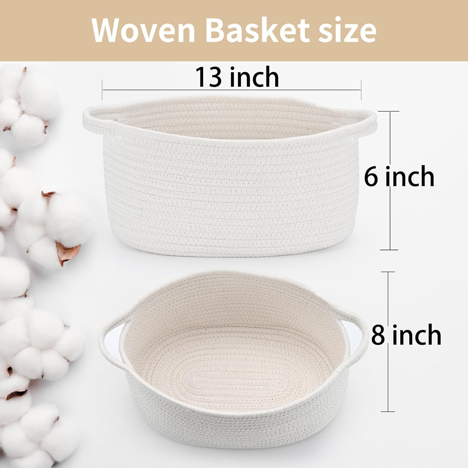 Happyiren Medium Woven Cotton Rope Basket, Empty DIY Gift Basket for Burr