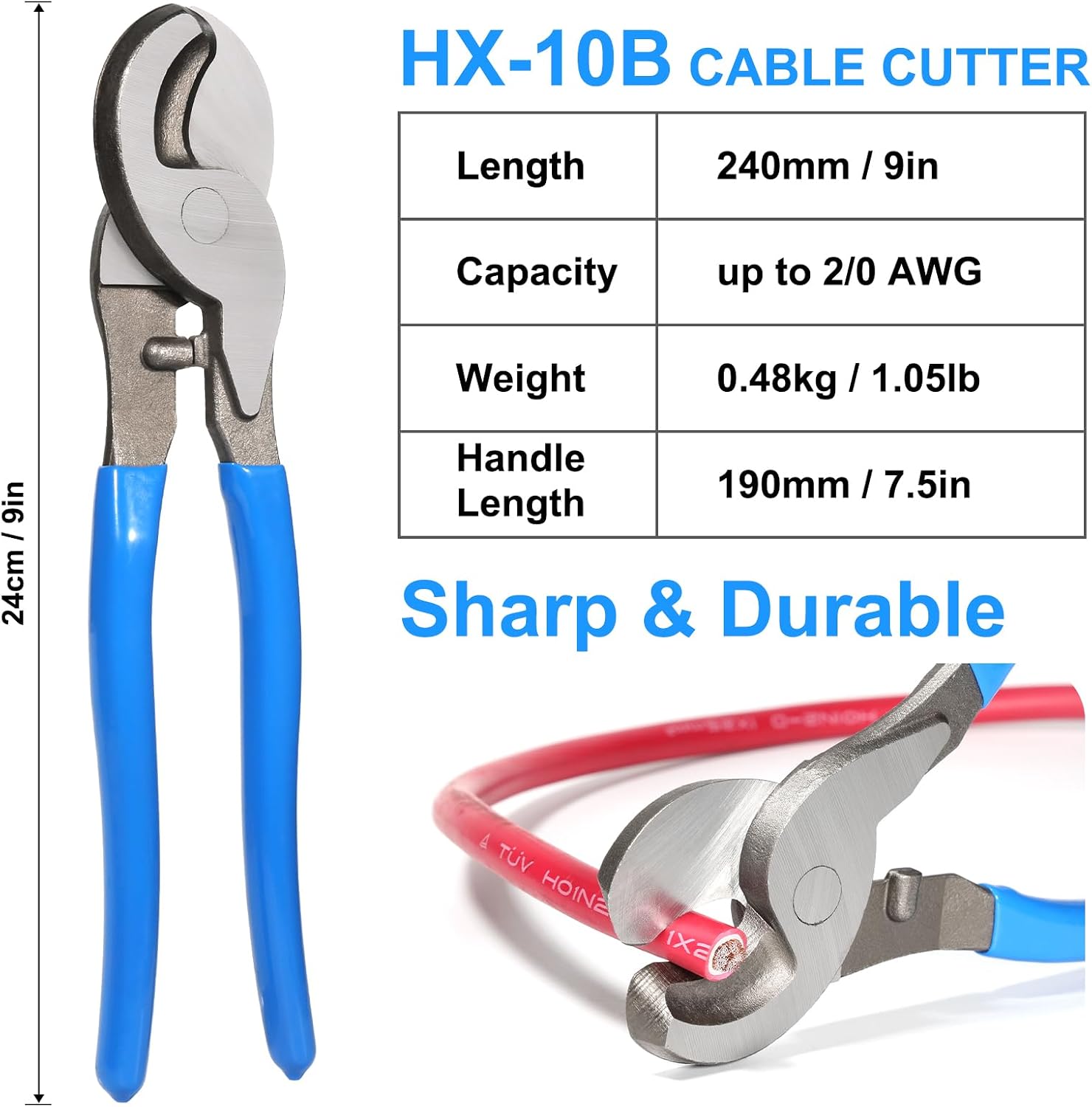 Solsop Battery Cable Crimper Tool for AWG 10, 8, 6, 4, 2, 1/0 Gauge