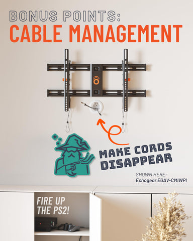 ECHOGEAR Wall Mount TV Bracket for TVs Up to 90" - Low Profile Design Tilts to Eliminate Glare - Includes Drilling Template & Can Be Leveled After Install - UL Listed for Safety