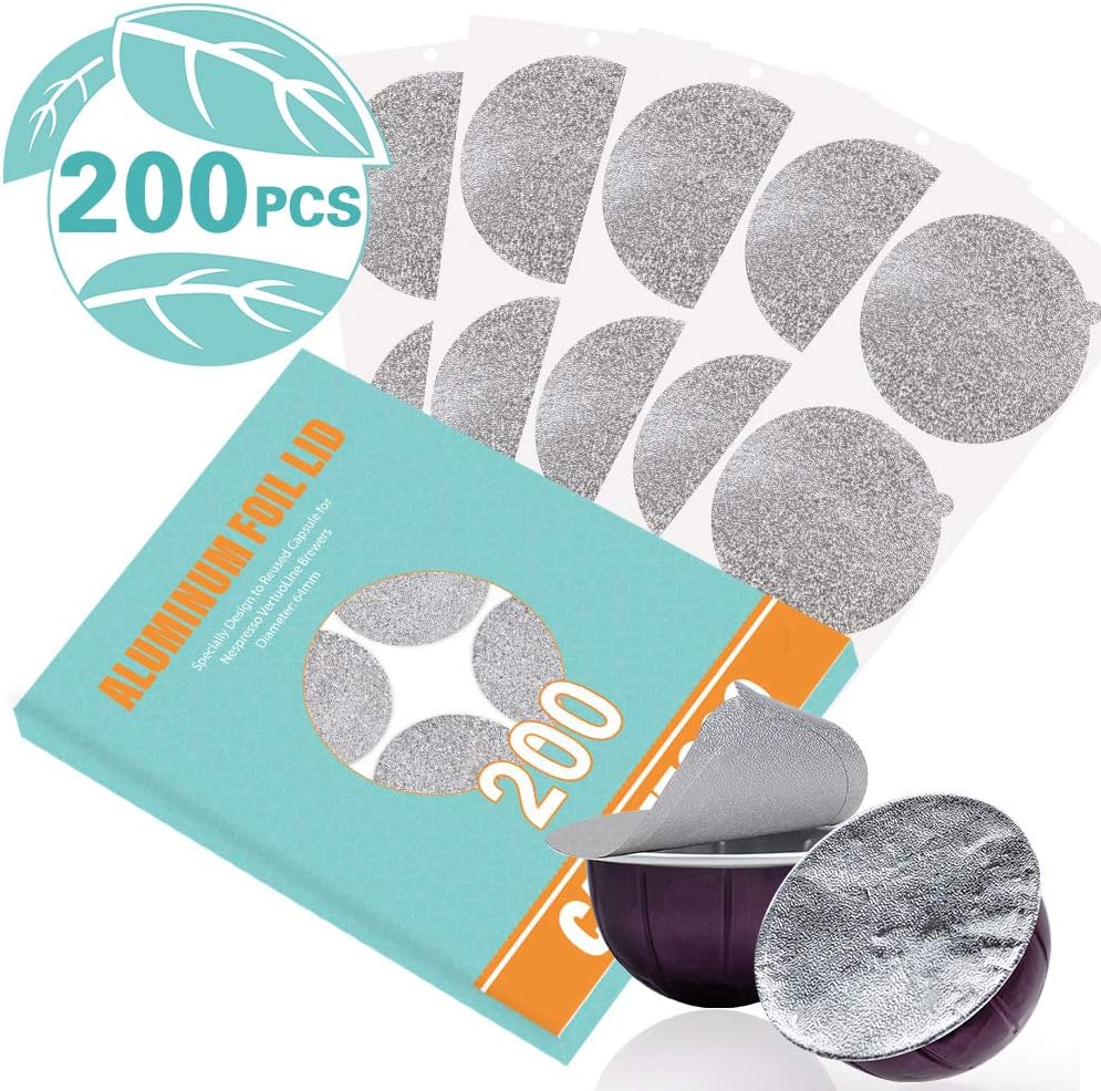 CAPMESSO Aluminum Foil Lids for Reusing All Nespresso Vertuo Pods,200/Pack