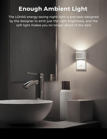L LOHAS LED Night Lights Plug into Wall, Dimmable Night Light 2 Pack
