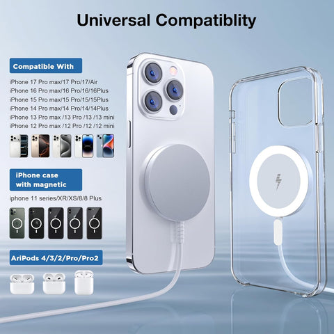 MagSafe Charger 2 Pack: Magnetic Wireless Charge iPhone 17-12 & AirPods