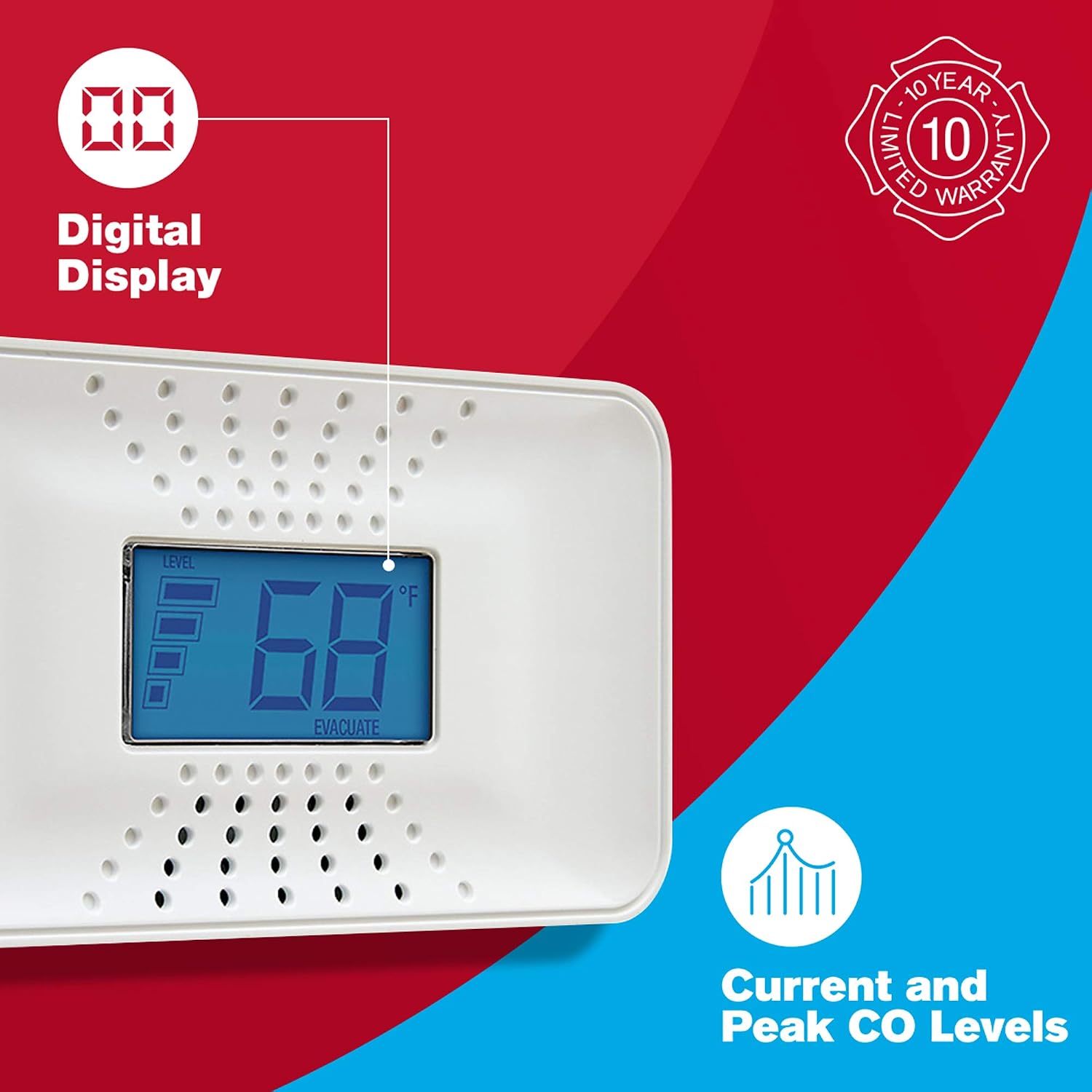 First Alert 10-Year Battery Carbon Monoxide Alarm with Digital Display