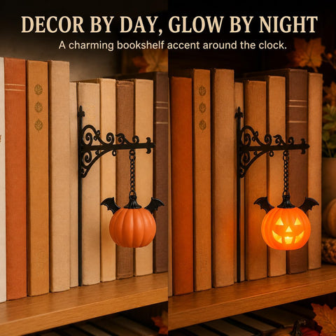 Library Lantern Mini Bookshelf Lamp, Pumpkin Hanging LED Book Shelf Lights