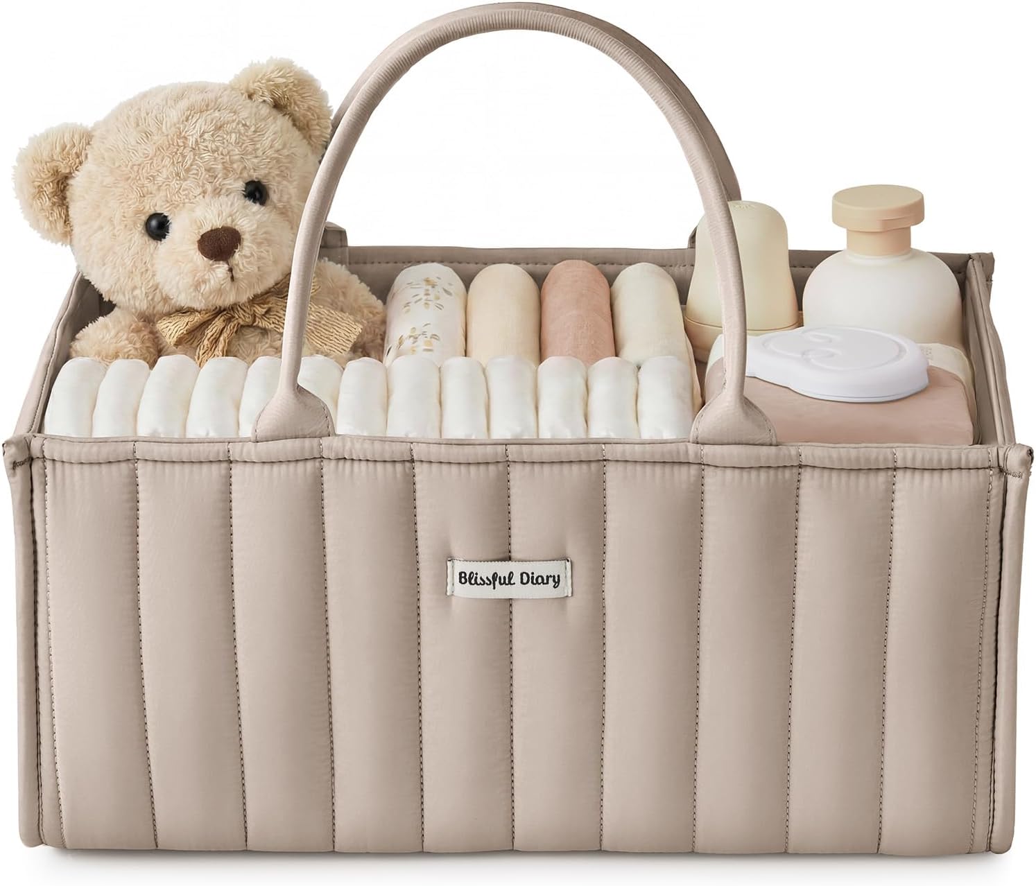 Blissful Diary Baby Diaper Caddy Organizer, Nursery Storage,Sand