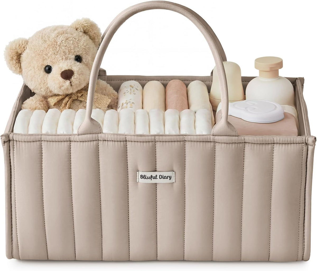 Blissful Diary Baby Diaper Caddy Organizer, Nursery Storage,Sand