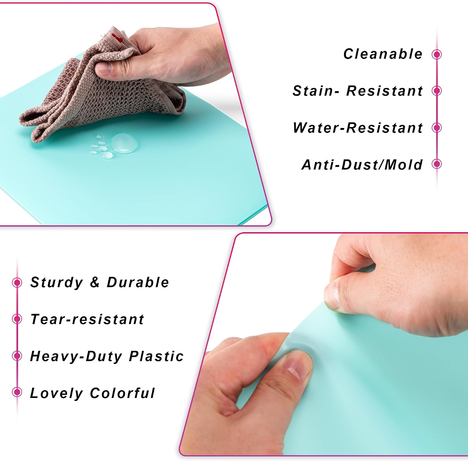 Aegero Plastic Folders with Pockets (7 Pack, Light Blue)