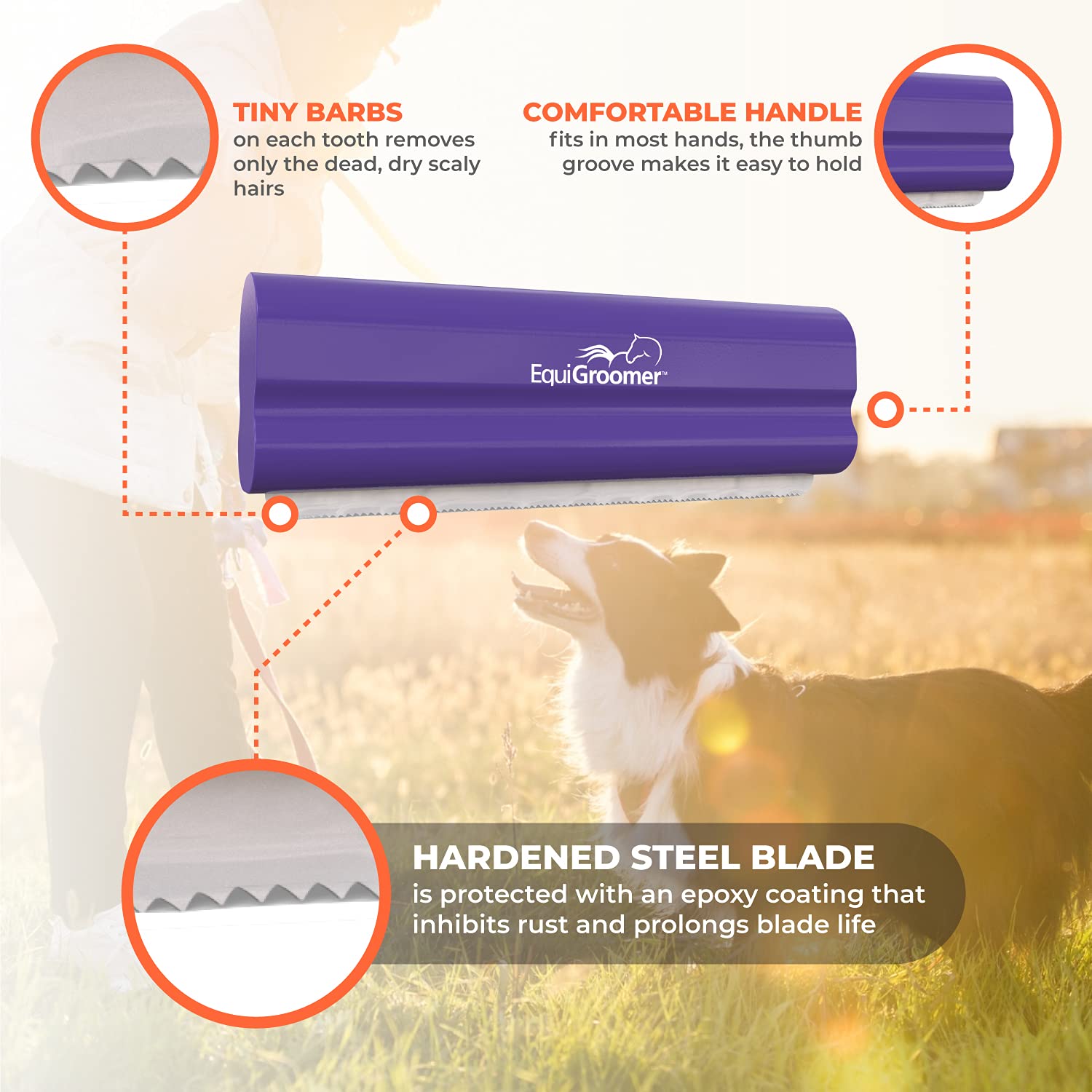 EquiGroomer 5-Inch Undercoat Deshedding Brush for Dogs & Cats, Purple