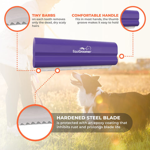 EquiGroomer 5-Inch Undercoat Deshedding Brush for Dogs & Cats, Purple
