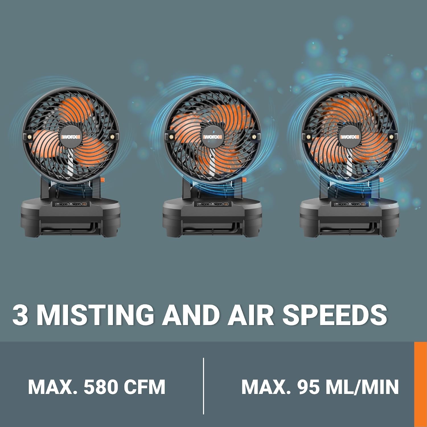 WORX Cordless Misting Fan, 20V, WX097L.9