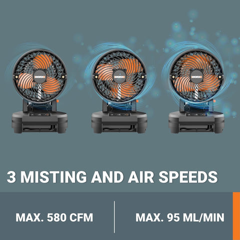 WORX Cordless Misting Fan, 20V, WX097L.9