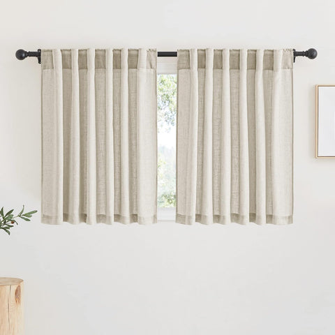 RYB HOME Linen Semi Sheer Kitchen Window Curtains Over Sink 36 inches Length
